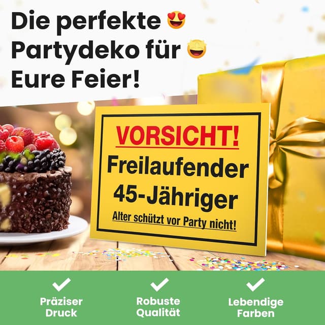 Detalle de DankeDir! „Freilaufender 45-Jähriger“ Spruch-Schild als Geburtstagskarte (30 x 20 cm)