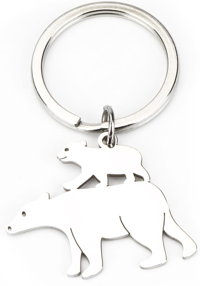 Detalle de OBEISN Tier-Schlüsselanhänger mit Wolf-Design aus Edelstahl – eleganter Anhänger als Geschenk