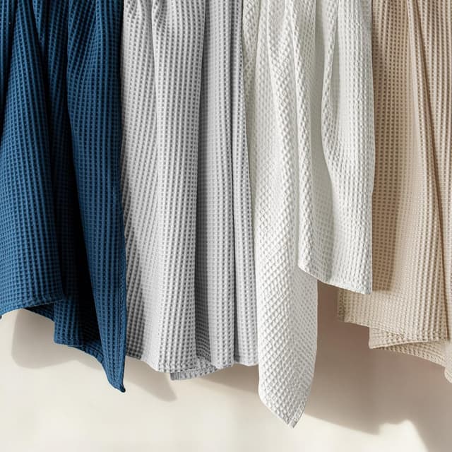 Detalle 2 de Plaid couverture en coton gaufré 100% kaki 220x240 cm