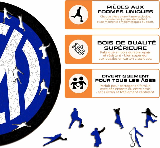 Detalle 2 de Iconic Puzzles Inter – puzzle en bois sous licence officielle, 500 pièces (taille L)