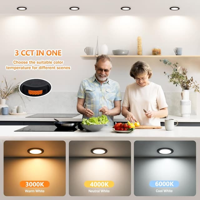 Detalle de YindaLux Einbaustrahler LED 230V dimmbar 5W (10er-Set) in Schwarz, IP44, 3CCT