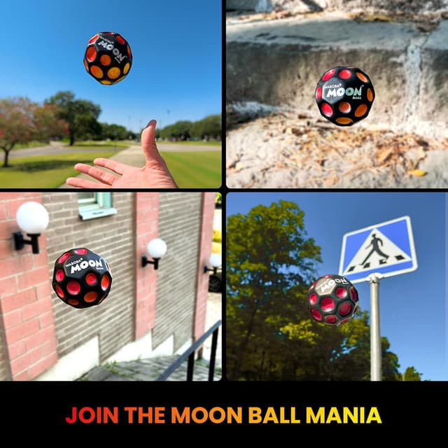 Detalle de Waboba UV Moon Ball – Hyper-Bounce con colore reattivo ai raggi UV, effetto “pop” e rimbalzi fino a 30 metri