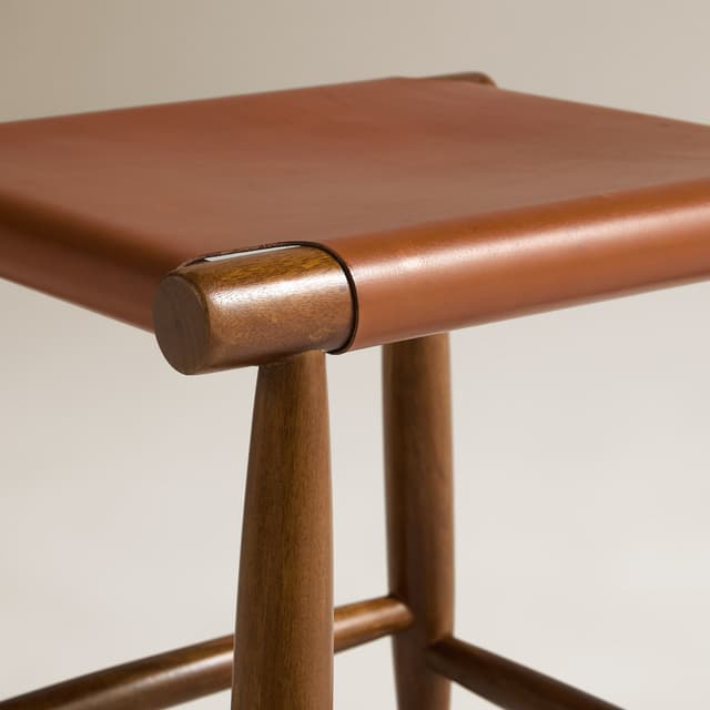 Thumbnail 4 de El Corte Inglés Taburete madera acacia y piel Rusty