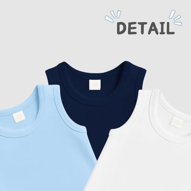 Detalle de rise&Raba Baby Bodysuit 3 Pack in 100% Organic Cotton (sleeveless, snap closure)