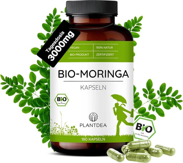 Detalle de PlantDEA Bio Moringa Kapseln 3000 mg Tagesdosis