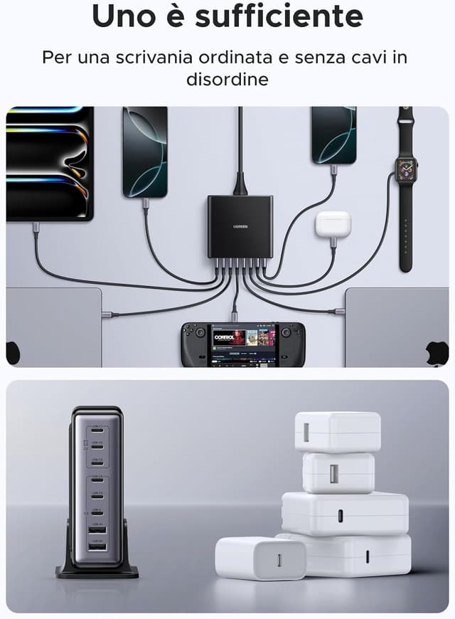 Detalle 2 de UGREEN Zapix 200W caricatore USB-C multiporta con 8 uscite