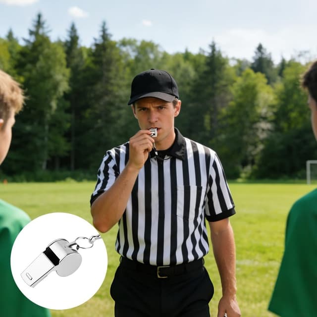 Detalle de AYESY Fischietti sportivi in acciaio inox (set da 3) con cartellini arbitro