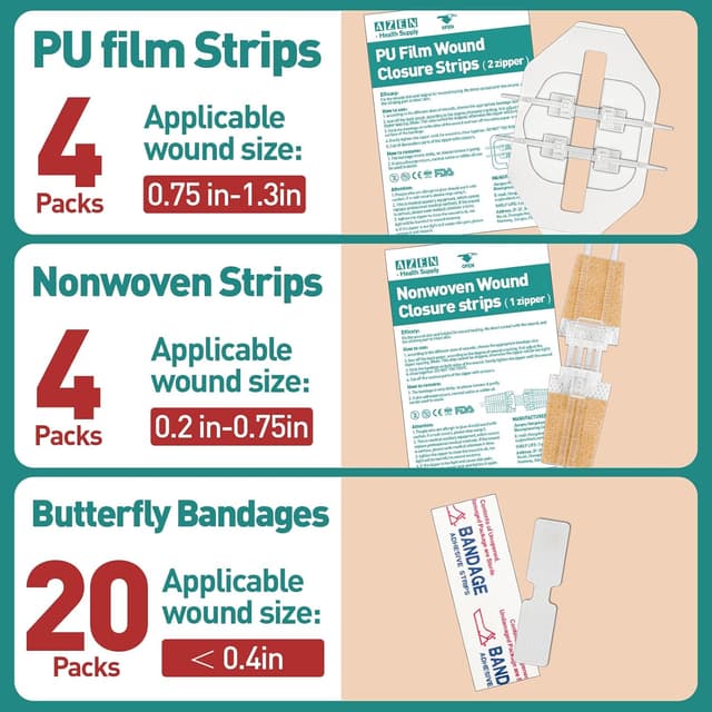 Detalle 2 de AZEN 28 Pack Wound Closure Strips 🩹
