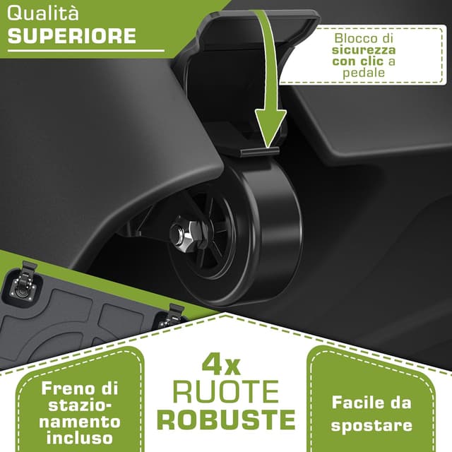 Detalle 2 de tillvex® Base per ombrellone GRAVIA con ruote e freni, zavorra riempibile 37 L/56 kg, per palo Ø 1,8–3,7 m, nero
