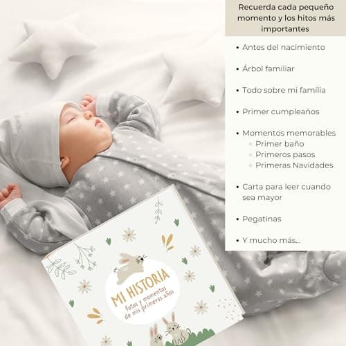 Detalle 2 de HuBorns HUBORNS: libro de recuerdos del bebé (nacimiento a 5 años) con álbum y diario
