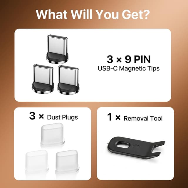 Detalle 2 de MoKo 9Pin USB Type-C Magnetic Tips 240W (3 Pack) – magnetic charging tips
