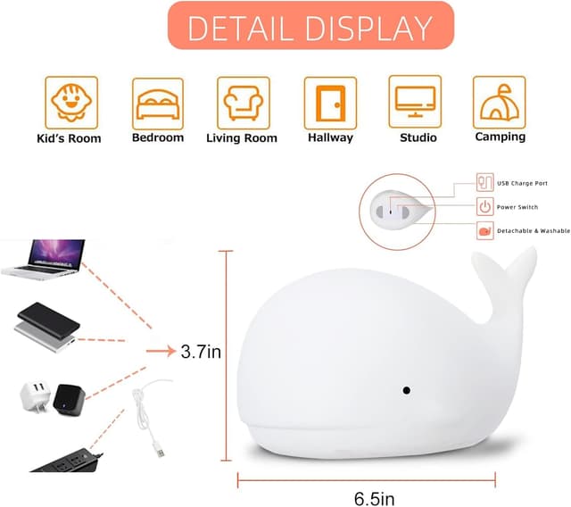 Thumbnail 5 de LOVERUIS Wal Nachtlicht 7 Farben