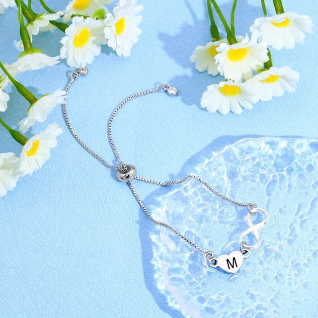 Detalle 2 de HEYEJET Unendlichkeit-Liebe Armband mit Kristall – Silberfarbenes Tennisarmband zum Geburtstag