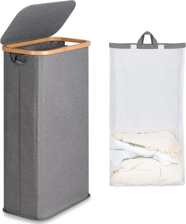 Detalle de efluky Wäschekorb Schmal 63L mit Deckel