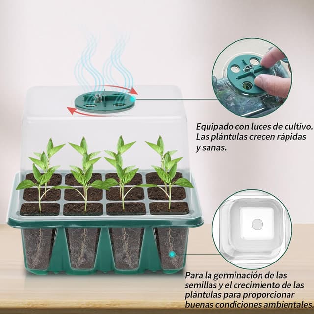 Thumbnail 2 de Bandejas semilleros con luz LED 12 celdas 🌱