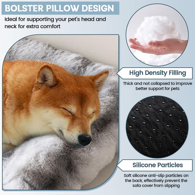 Detalle de LiveGo Thick Rabbit Plush Pet Couch Cover (Washable, Anti-Slip) for Cats & Dogs