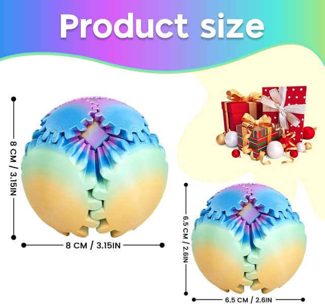 Detalle de Balkwan Multicoloured Gear Ball Fidget Toys – 3D Printed Gear Sphere Stress Relief (Ocean Aurora, 3.3")