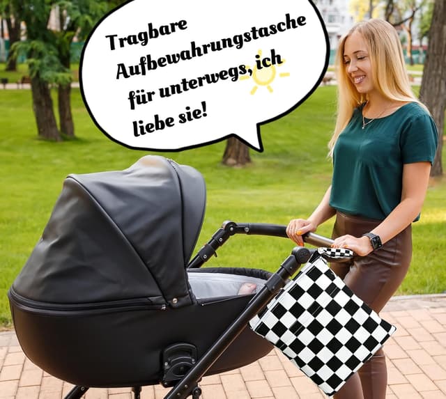 Detalle 2 de TRASUN Wet Bag für Kindergarten & Wickeln – Nasstasche im 2er-Set (Schwarzweiß)