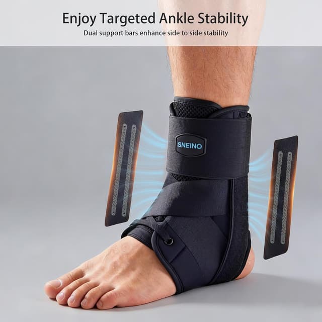 Detalle de SNEINO Lace-Up Ankle Brace (Medium) for Sprained Ankle, Achilles & Tendon Support