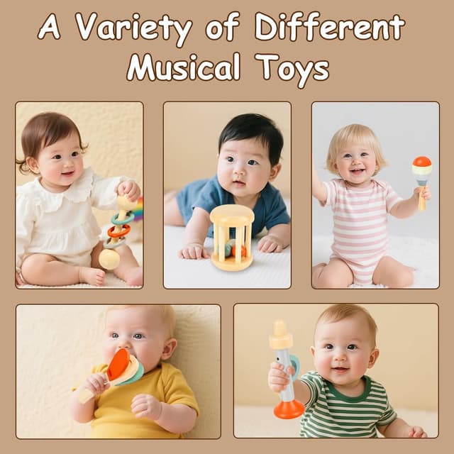 Detalle de Aolso Wooden Musical Toys Set (5 pcs) Maracas for Kids