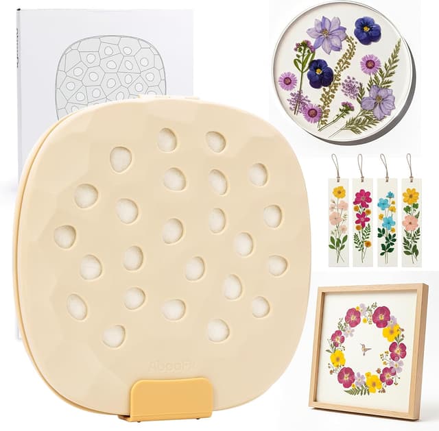 Detalle de Aboofx Mikrowellen-Blumenpresse (22,9 x 22,9 cm) – Schnell-Trocknung für Blumen, Kräuter & Blätter