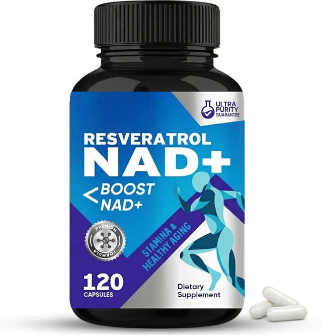 Detalle de NAD+ Kapseln mit Resveratrol – Premium NMNH Supplement Komplex (vegan, laborgeprüfte Qualität) – 120 Stück