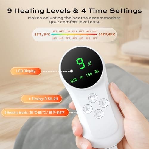 Detalle de FORRINX Manta eléctrica lumbar 30x60 cm con apagado automático y 9 niveles de temperatura