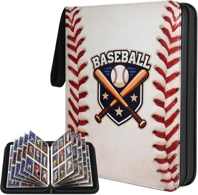 Detalle de Baseball Card Binder (9-Pocket, Zipper Zip Binder) with Up to 900 Storage Pages