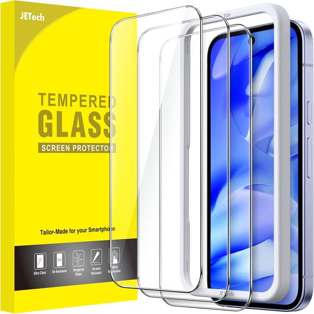 Detalle de JETech Tempered Glass Screen Protector for Google Pixel 9a (6.3-inch, 2025) – HD Clear 3-Pack