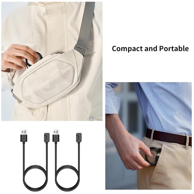 Thumbnail 6 de TiMOVO Magnetic USB Replacement Charging Cable for Samsung Galaxy Fit 3 SM-R390 (2-Pack) – Black