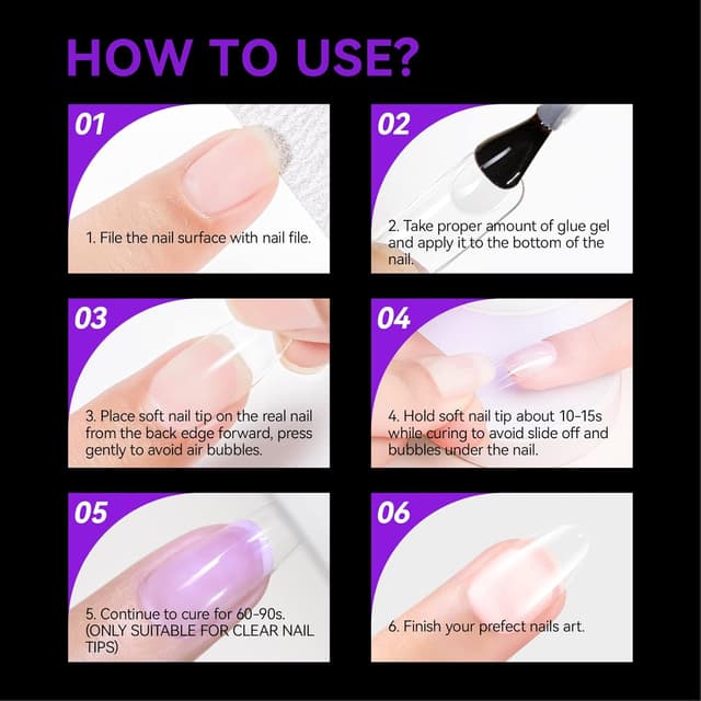 Thumbnail 6 de Gelike ec Extra kurze Mandel-Nagelspitzen (552 Stück) – Soft Gel Full Cover Tips für Gel- & Press-on Nägel