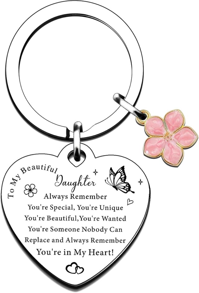 Detalle de QMVMV Inspirational Keyring for Daughter – Engraved “Always remember…” Gift from Mum or Dad