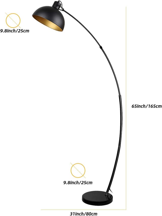 Thumbnail 6 de Osasy Arc Stehlampe (schwarz-gold) mit verstellbarem Lampenschirm, 1x E27 bis 60 Watt, 165 cm