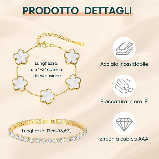 Detalle 2 de Gamtic Bracciale tennis in zirconi 18K 2 pezzi