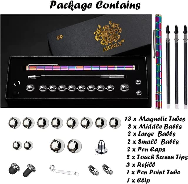 Detalle de Aionly Fidget Magnetic Pen (Rainbow) – magnet ballpoint pen with decompression play
