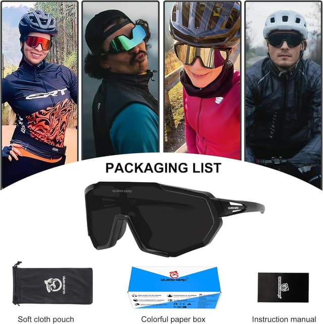 Detalle de Queshark Occhiali Veloci TR90 con protezione UV400 antiscivolo per ciclismo e sport outdoor
