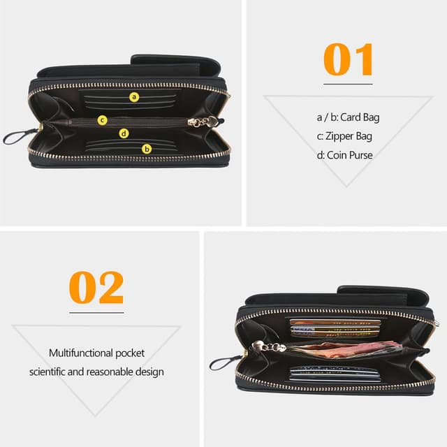 Detalle 2 de Aucuu Petit sac téléphone femme en cuir PU mini crossbody avec bandoulière réglable