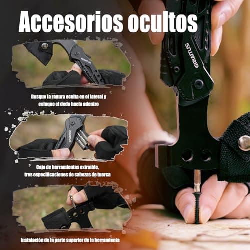 Detalle 2 de GIRIAITUS multiherramienta 16 en 1 para acampar con hacha de supervivencia y funda de nailon