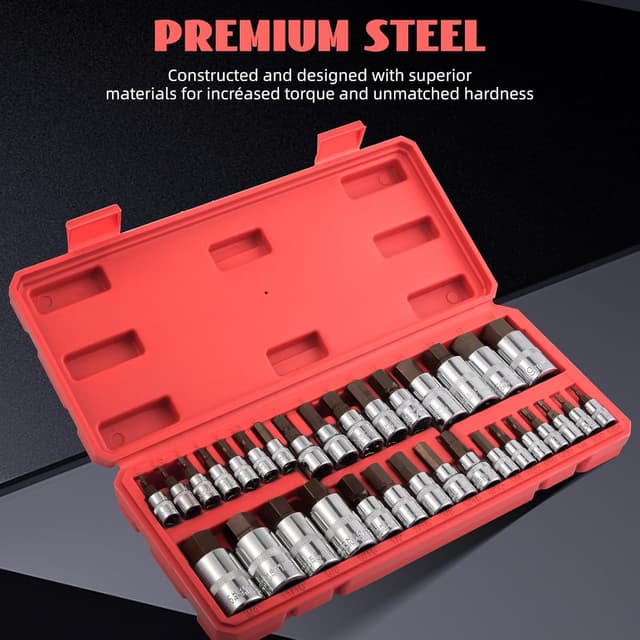 Detalle de Master Hex Bit Socket Set (32-Piece) — Allen Socket Set with 1/4", 3/8" & 1/2" Hex Drive Sockets (SAE & Metric)
