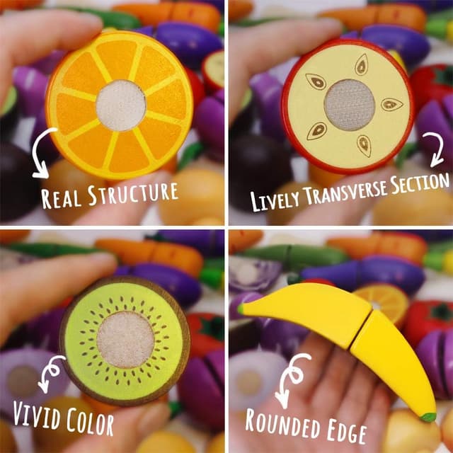 Thumbnail 2 de Wooden Play Food Cutting Set for Kids ๐