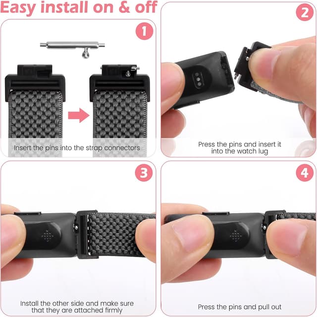 Detalle de SHIJZWD Adjustable Elastic Nylon Watch Strap for Fitbit Inspire 3 / Inspire 2 / Inspire / Inspire HR / Ace 3 / Ace 2