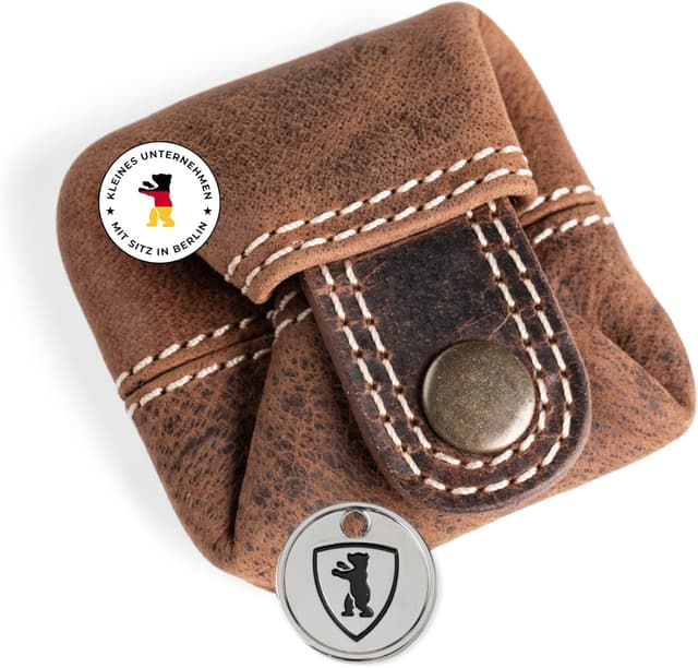 Detalle de Berliner Bags Vintage Kleingeldbörse Lena S – kleine Münzbörse aus Büffelleder (braun)