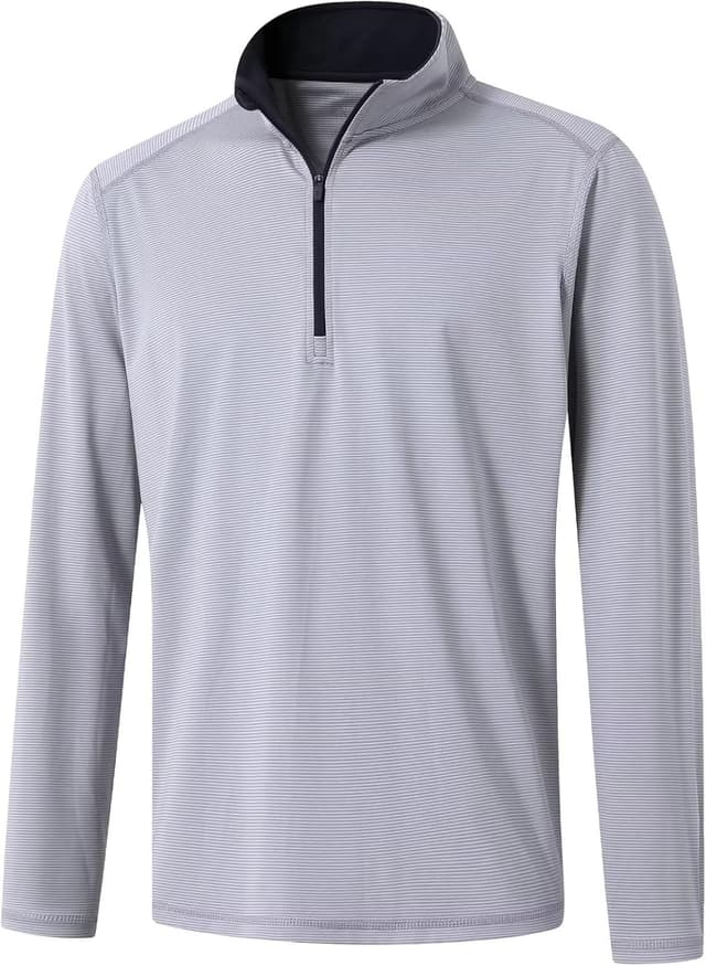 Thumbnail 6 de Quarter Zip Pullover for Men with Dry Fit Stripe Mock Neck (1/4 Zip, UPF30+)