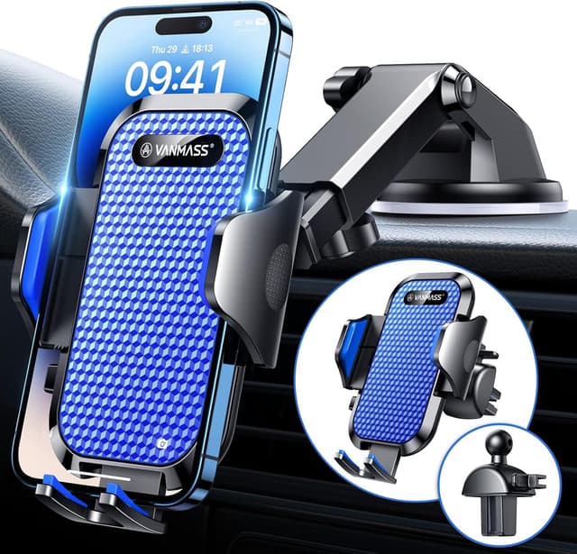 Detalle de VANMASS Handyhalterung Auto 2026 Upgrade – super stabil mit Saugfuß & Lüftungsclip, 360° verstellbar
