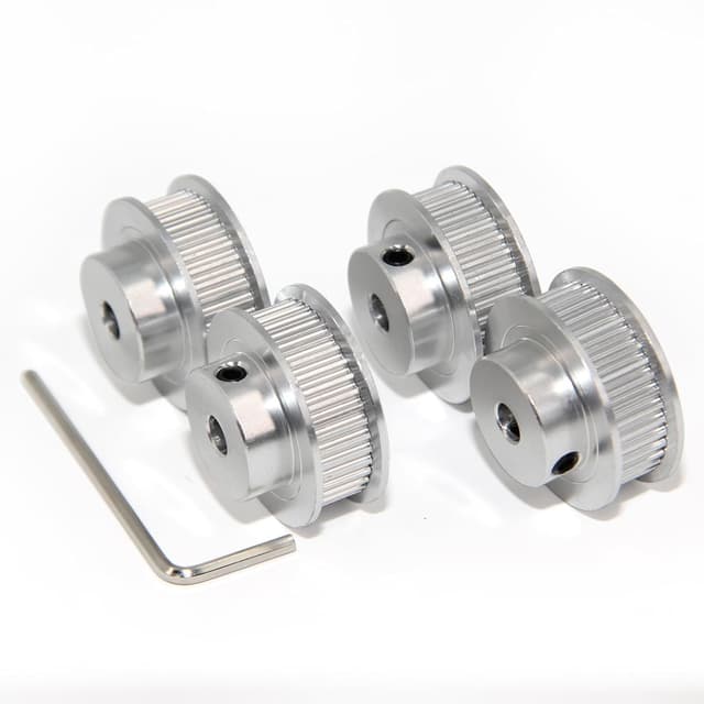 Detalle de Yeebyee 4x 2GT Zahnriemenscheibe mit 40 Zähnen, Bohrung 5 mm und 6 mm Riemenbreite (GT2, Aluminium)