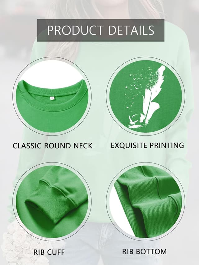 Detalle de Pullover Sweatshirt mit Federdruck Größe S-2XL