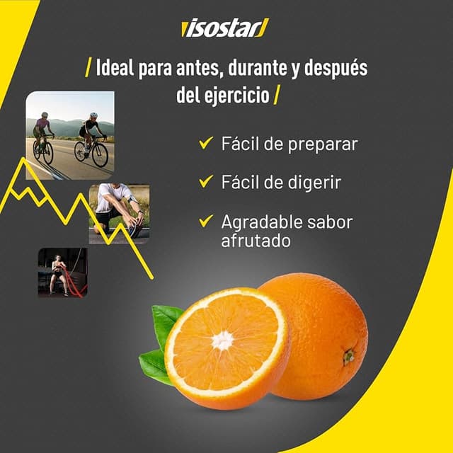 Detalle de Isostar Hydrate & Perform 🥤 1.5 kg - Bebida isotónica naranja