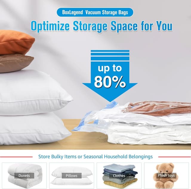 Detalle de Sacs de rangement sous vide BoxLegend – 6 pièces 70x50 cm pour vêtements, literie et voyages