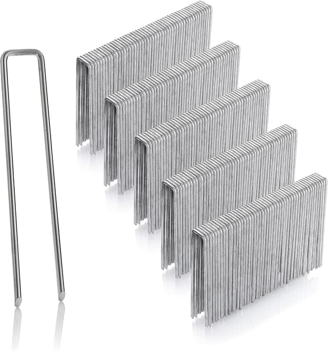 Detalle de GardenMate 300 picchetti per fissaggio a terra zincati in filo d’acciaio galvanizzato (100 mm, 13 mm, diametro 2,9 mm)