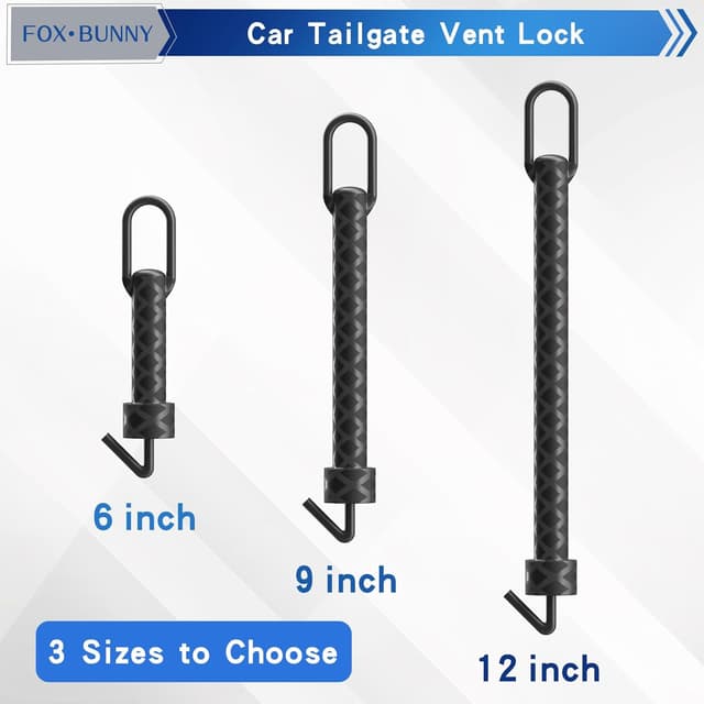 Detalle 2 de Heckklappenaufsteller für Tierlüftung mit Kofferraum-Entriegelung (12 inch) – Car Door Lock / Latch Hook Hundegitter für Heckklappe